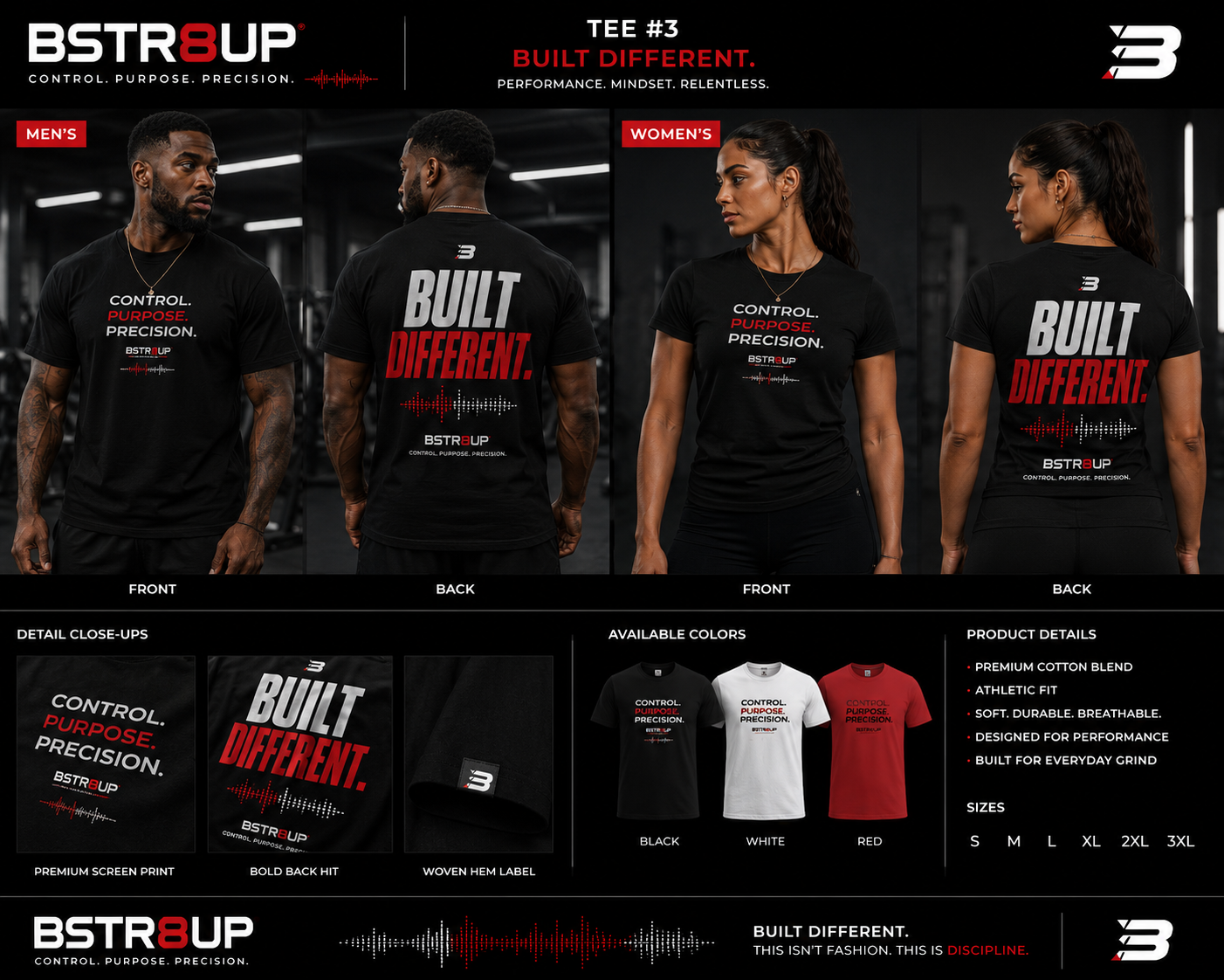 BSTR8UP Built Different Tee