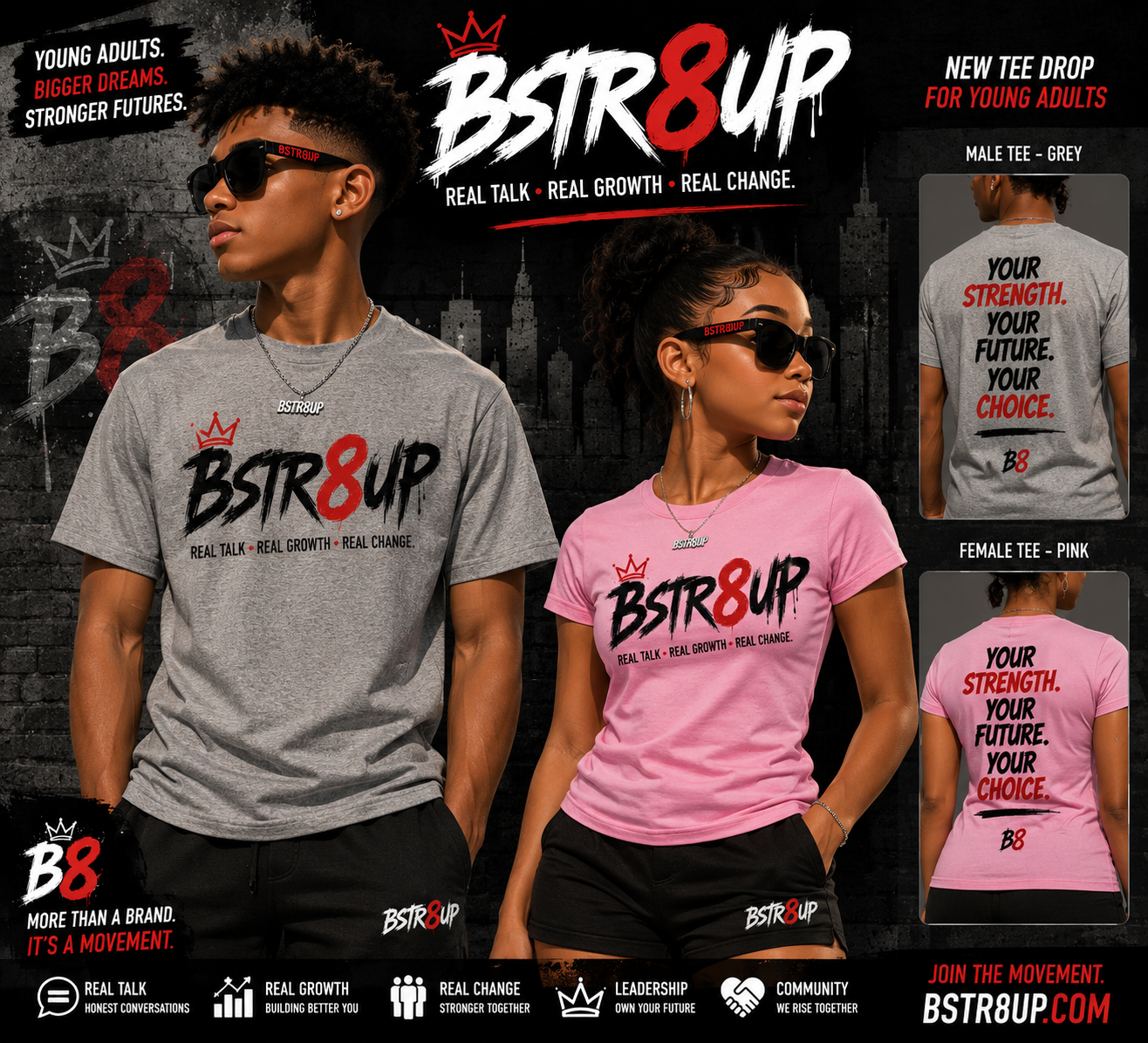 BSTR8UP Young Adults Tee
